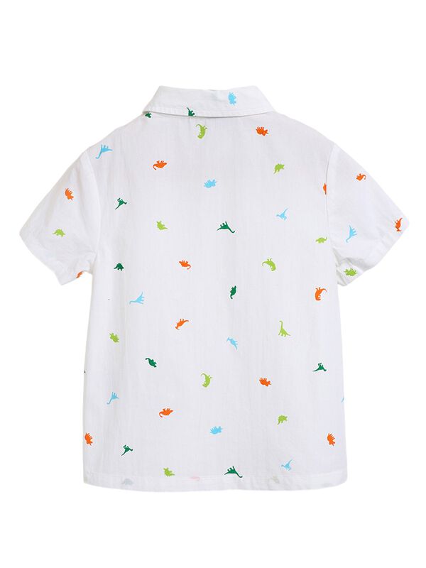 Boys White Printed Short Sleeve Woven Shirt image number 1